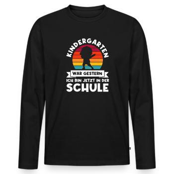 Schulkind Dabbing Schulbeginn Geschenk - Männer Premium Bio Langarmshirt - Schwarz - Vorne - Nico (187cm)