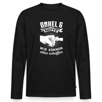 Onkel Neffe Neffen Geschenk - Männer Premium Bio Langarmshirt - Schwarz - Vorne - Nico (187cm)