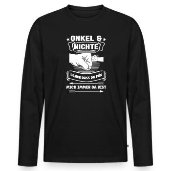 Onkel Nichte Nichten Geschenk - Männer Premium Bio Langarmshirt - Schwarz - Vorne - Nico (187cm)