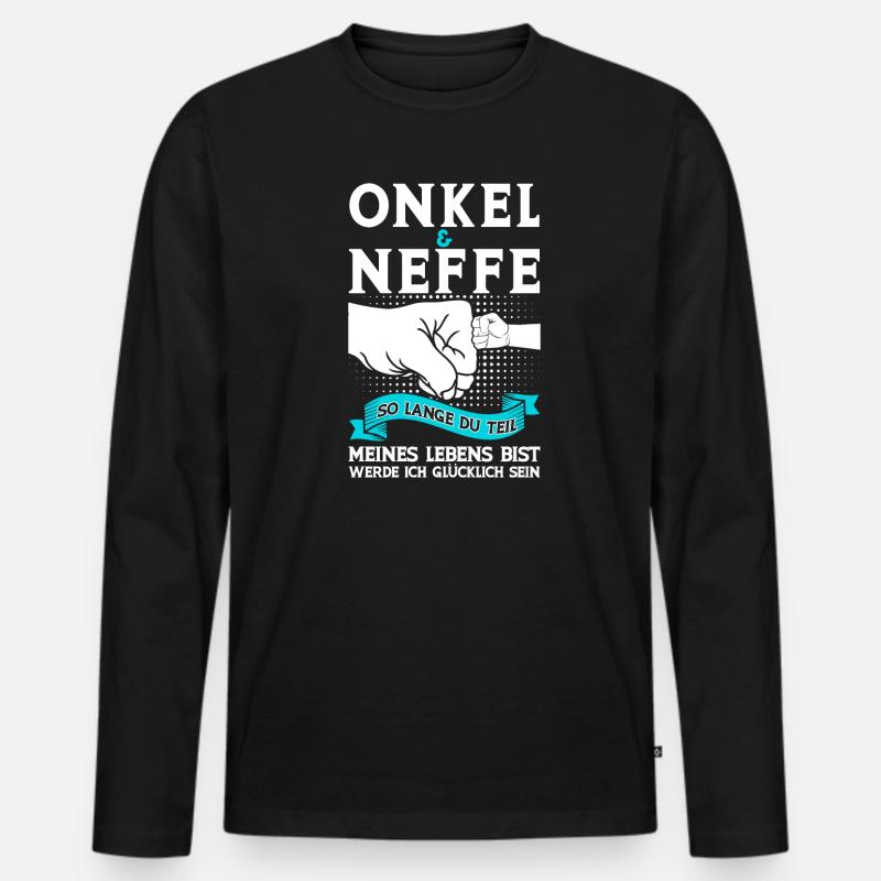Onkel Neffe Onkels Geschenk - Männer Premium Bio Langarmshirt - Schwarz