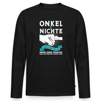 Onkel Nichte Nichten Geschenk - Männer Premium Bio Langarmshirt - Schwarz - Vorne - Nico (187cm)
