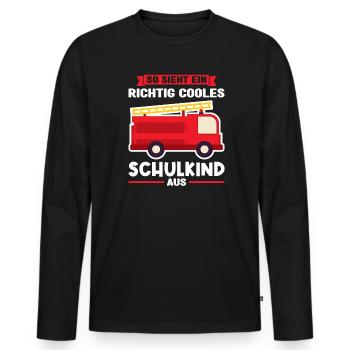 Schulkind Feuerwehr Schulbeginn Geschenk - Männer Premium Bio Langarmshirt - Schwarz - Vorne - Nico (187cm)