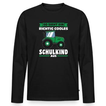 Schulkind Traktor Schulbeginn Geschenk - Männer Premium Bio Langarmshirt - Schwarz - Vorne - Nico (187cm)