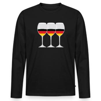 Flag Wine Glass German Roots Gift - Men's Premium Organic Long Sleeve Shirt - black - Front - Nico (187cm)