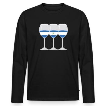 Flag Wine Glass Nicaraguan Roots Gift - Men's Premium Organic Long Sleeve Shirt - black - Front - Nico (187cm)