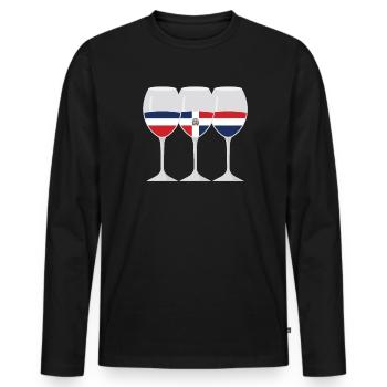 Flag Wine Glass Dominican Republic Gift - Men's Premium Organic Long Sleeve Shirt - black - Front - Nico (187cm)