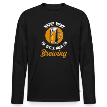 Brasserie Beer Cadeau - T-shirt manches longues Premium bio Homme - noir - Devant - Nico (187cm)