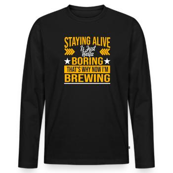 Brauerei Bier Geschenk - Männer Premium Bio Langarmshirt - Schwarz - Vorne - Nico (187cm)