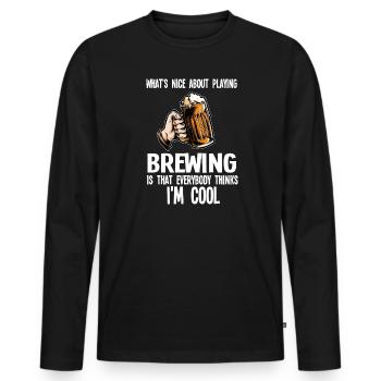 Brasserie Beer Cadeau - T-shirt manches longues Premium bio Homme - noir - Devant - Nico (187cm)