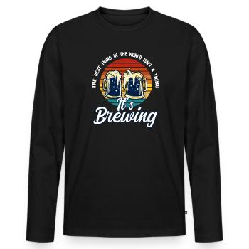 Brauerei Bier Geschenk - Männer Premium Bio Langarmshirt - Schwarz - Vorne - Nico (187cm)