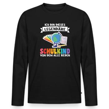 Schulkind Schulanfang Schulbeginn Geschenk - Männer Premium Bio Langarmshirt - Schwarz - Vorne - Nico (187cm)