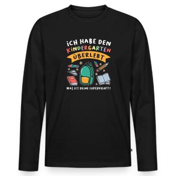 Kindergarten Abschluss Kindergartenkind Geschenk - Männer Premium Bio Langarmshirt - Schwarz - Vorne - Nico (187cm)