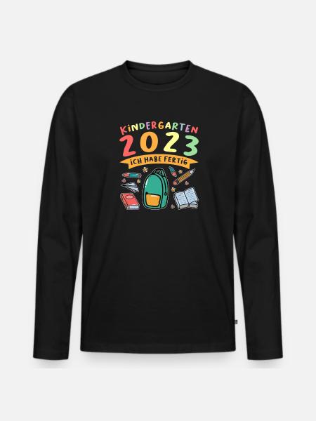 Kindergarten 2023 Abschluss Kindergartenkind Gesch - Männer Premium Bio Langarmshirt - Schwarz