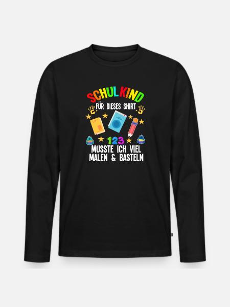 Schulkind Einschulung Schulbeginn Geschenk - Männer Premium Bio Langarmshirt - Schwarz