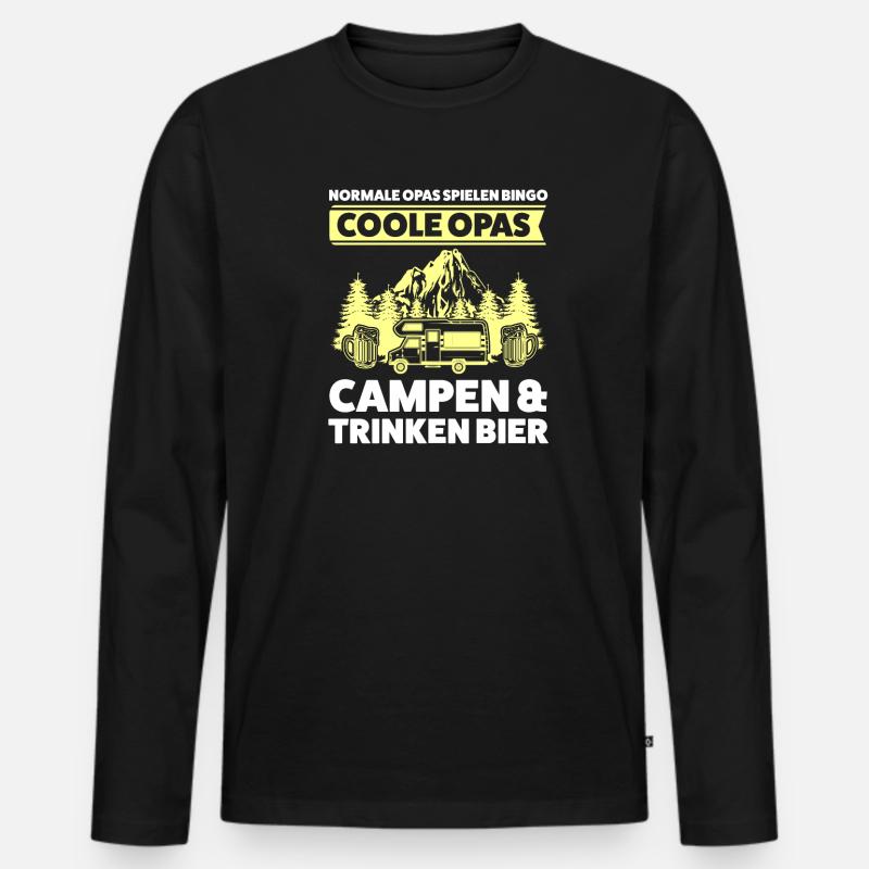 Camper Opa Campen Geschenk - Männer Premium Bio Langarmshirt - Schwarz