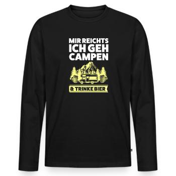 Campen Bier Camper Geschenk - Männer Premium Bio Langarmshirt - Schwarz - Vorne - Nico (187cm)