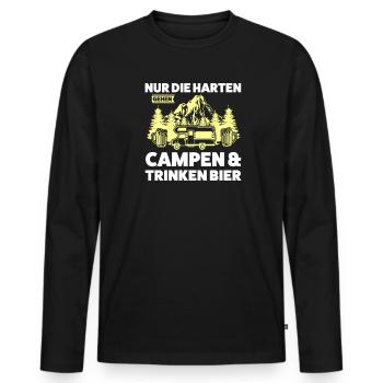 Campen Bier Camper Geschenk - Männer Premium Bio Langarmshirt - Schwarz - Vorne - Nico (187cm)