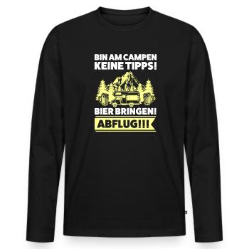 Campen Bier Camper Geschenk - Männer Premium Bio Langarmshirt - Schwarz - Vorne - Nico (187cm)