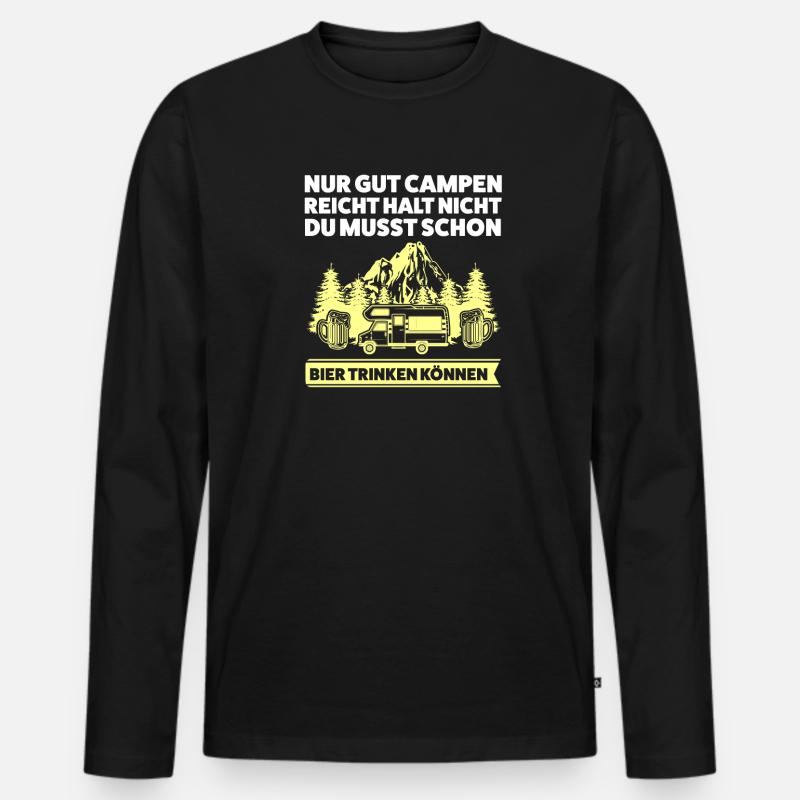 Campen Bier Wohnwagen Geschenk - Männer Premium Bio Langarmshirt - Schwarz
