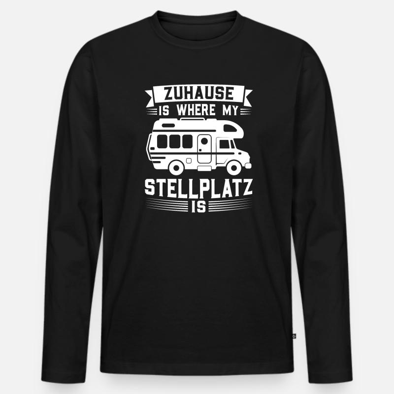 Campen camper Wanderung Geschenk - Männer Premium Bio Langarmshirt - Schwarz