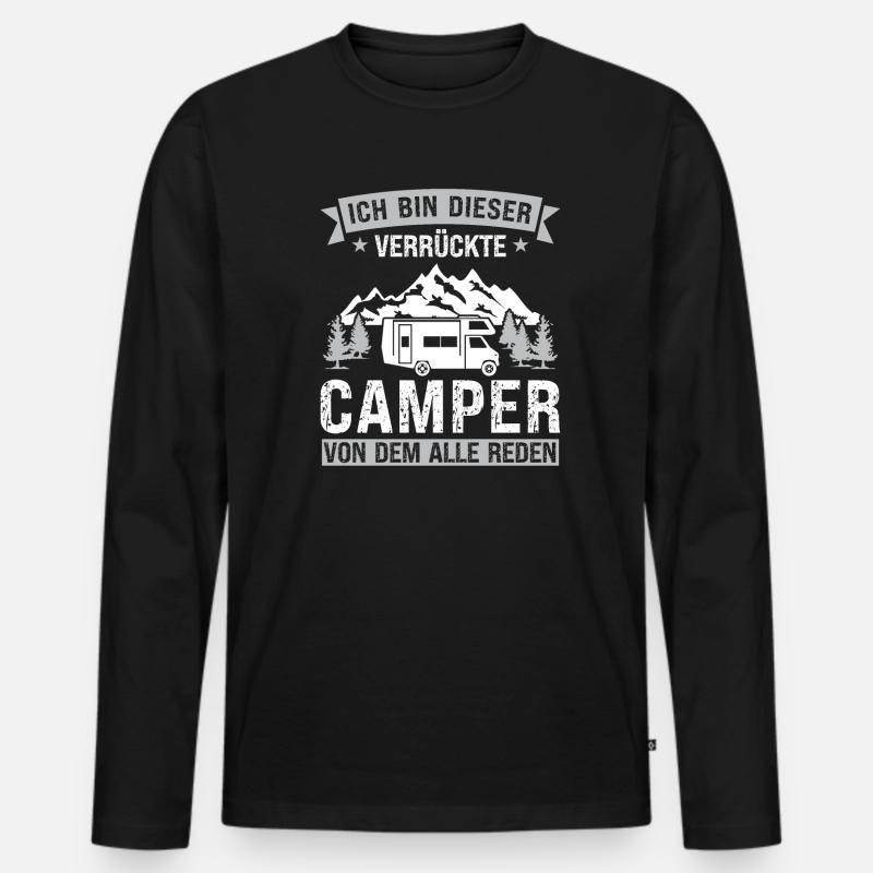 Campen camper Wanderung Geschenk - Männer Premium Bio Langarmshirt - Schwarz