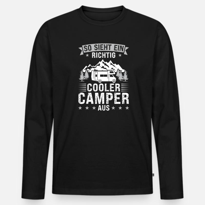 Campen camper Wanderung Geschenk - Männer Premium Bio Langarmshirt - Schwarz