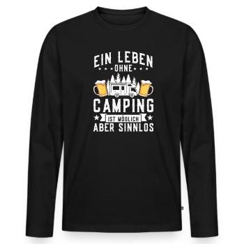 Campen Bier Camping & bier Bier Geschenk - Männer Premium Bio Langarmshirt - Schwarz - Vorne - Nico (187cm)