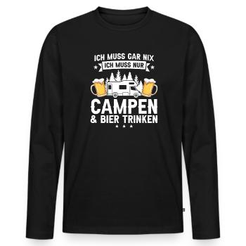Campen Bier Camping & bier Bier Geschenk - Männer Premium Bio Langarmshirt - Schwarz - Vorne - Nico (187cm)