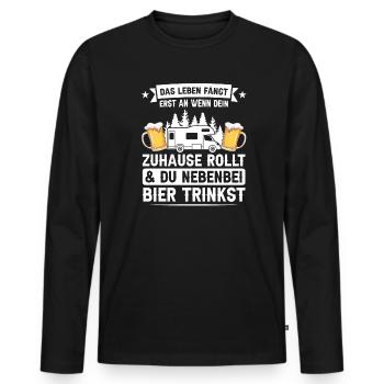 Campen Bier Camping & bier Bier Geschenk - Männer Premium Bio Langarmshirt - Schwarz - Vorne - Nico (187cm)