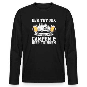 Campen Bier Camping & bier Bier Geschenk - Männer Premium Bio Langarmshirt - Schwarz - Vorne - Nico (187cm)