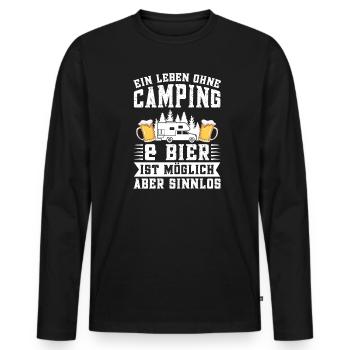 Campen Bier Camping & bier Bier Geschenk - Männer Premium Bio Langarmshirt - Schwarz - Vorne - Nico (187cm)