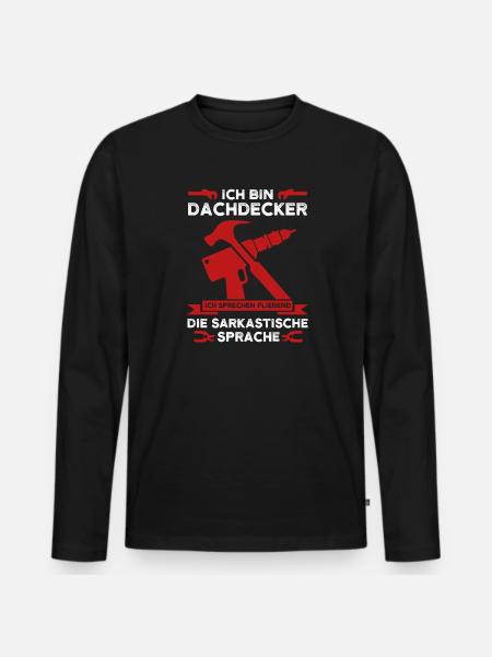 Dachdecker Beruf Dachdecken Geschenk - Männer Premium Bio Langarmshirt - Schwarz