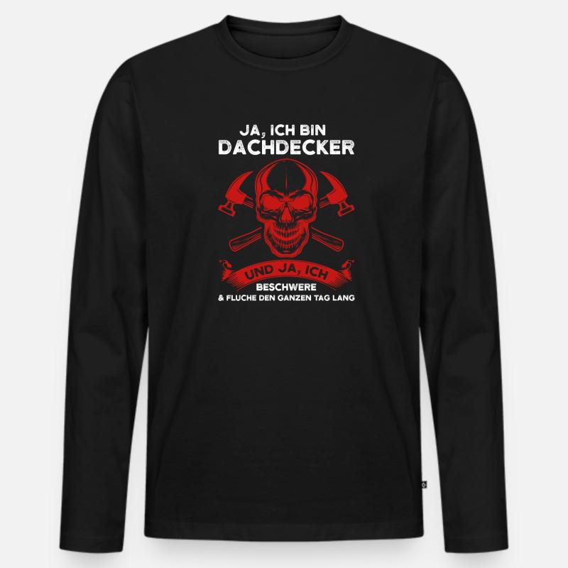 Dachdecker Beruf Dachdeckerei Geschenk - Männer Premium Bio Langarmshirt - Schwarz