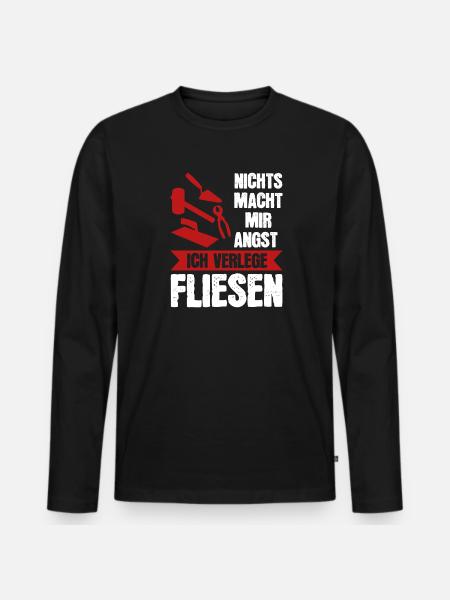 Fliesenleger Beruf Plattenleger Geschenk - Männer Premium Bio Langarmshirt - Schwarz