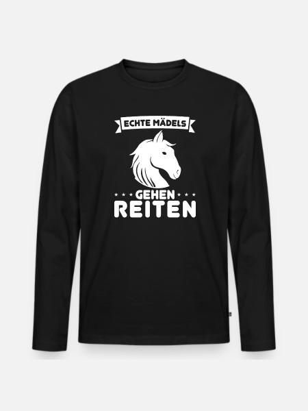 Reiten Mädchen Reiterin Geschenk - Männer Premium Bio Langarmshirt - Schwarz