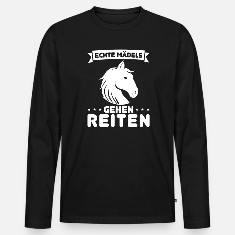 Reiten Mädchen Reiterin Geschenk - Männer Premium Bio Langarmshirt - Schwarz