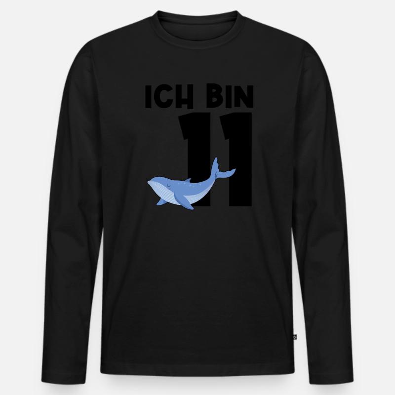 11. Geburtstag Wal 11 Jahre alt Geschenk - Männer Premium Bio Langarmshirt - Schwarz