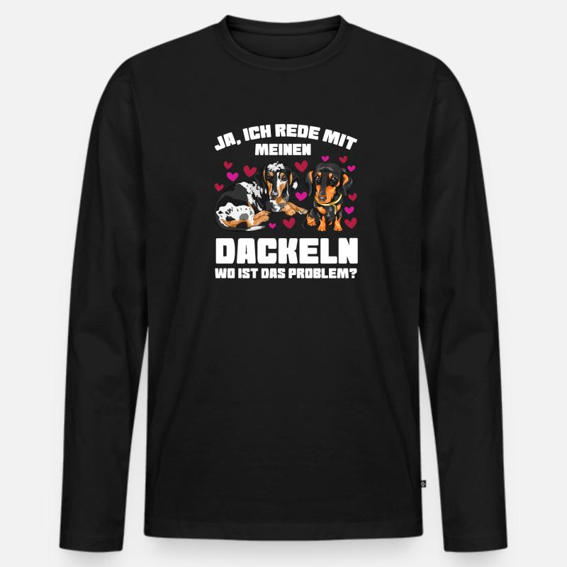 Dackel Hund Dachshund Geschenk - Männer Premium Bio Langarmshirt - Schwarz