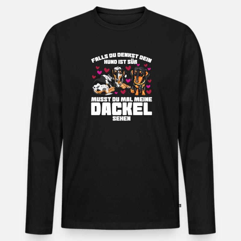 Dackel Hund Dachshund Geschenk - Männer Premium Bio Langarmshirt - Schwarz