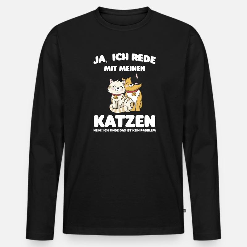 Katze Tier Katzen Geschenk - Männer Premium Bio Langarmshirt - Schwarz