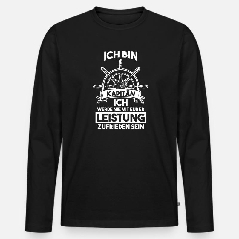 Kapitän Boot Segelboot Geschenk - Männer Premium Bio Langarmshirt - Schwarz