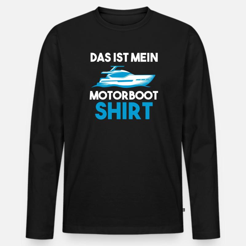 Motorboot Boot Bootfahren Geschenk - Männer Premium Bio Langarmshirt - Schwarz