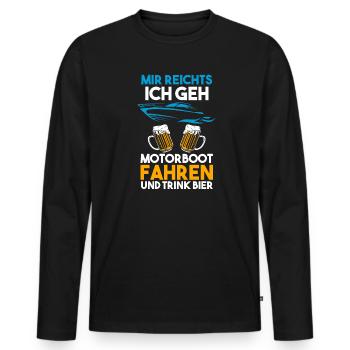 Motorboot Bier Bootsbesitzer Geschenk - Männer Premium Bio Langarmshirt - Schwarz - Vorne - Nico (187cm)