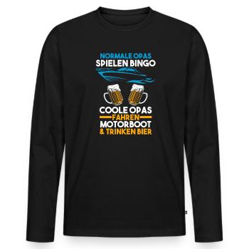 Motorboot Opa Bootfahren Geschenk - Männer Premium Bio Langarmshirt - Schwarz - Vorne - Nico (187cm)