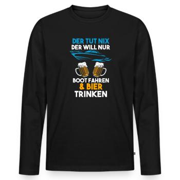 Boot Bier Bootsfahrer Geschenk - Männer Premium Bio Langarmshirt - Schwarz - Vorne - Nico (187cm)