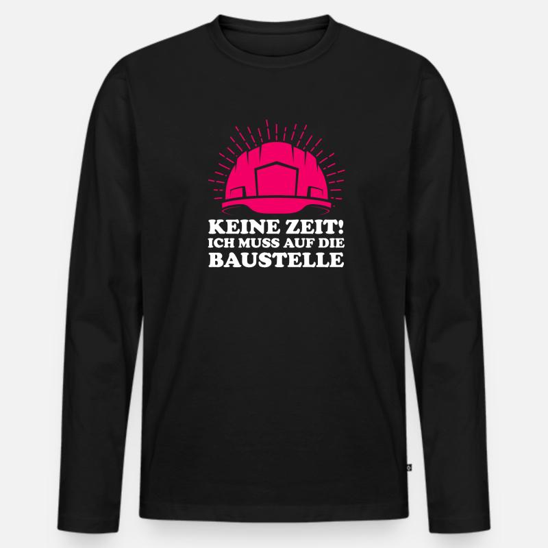 Baustelle Frau Bauherrin Geschenk - Männer Premium Bio Langarmshirt - Schwarz