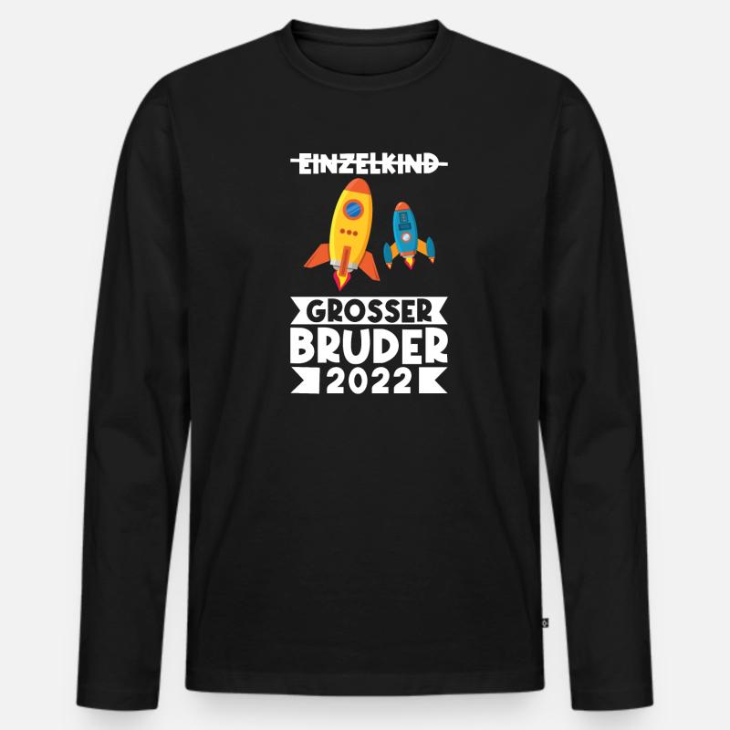 Rakete grosser Bruder Bruder Geschenk - Männer Premium Bio Langarmshirt - Schwarz