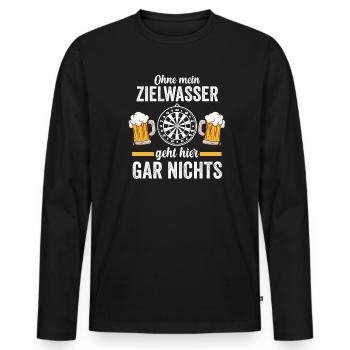 DART AND BEER 30 - Männer Premium Bio Langarmshirt - Schwarz - Vorne - Nico (187cm)