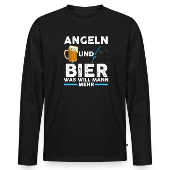 Fisch Fischer Angler angeln Geschenk - Männer Premium Bio Langarmshirt - Schwarz - Vorne - Nico (187cm)