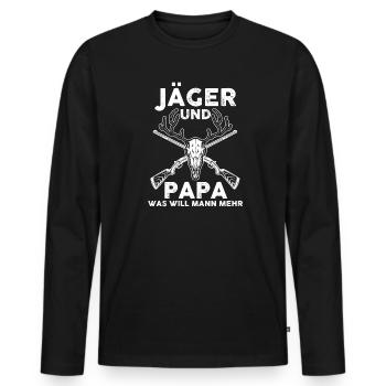 Wald Jäger Jagd Geschenk - Männer Premium Bio Langarmshirt - Schwarz - Vorne - Nico (187cm)
